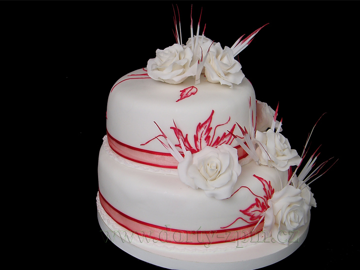 svatební dort, růže a rýžový papír