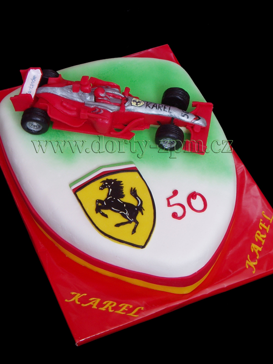 dort znak Ferrari, formule, sportovní a dětský dort