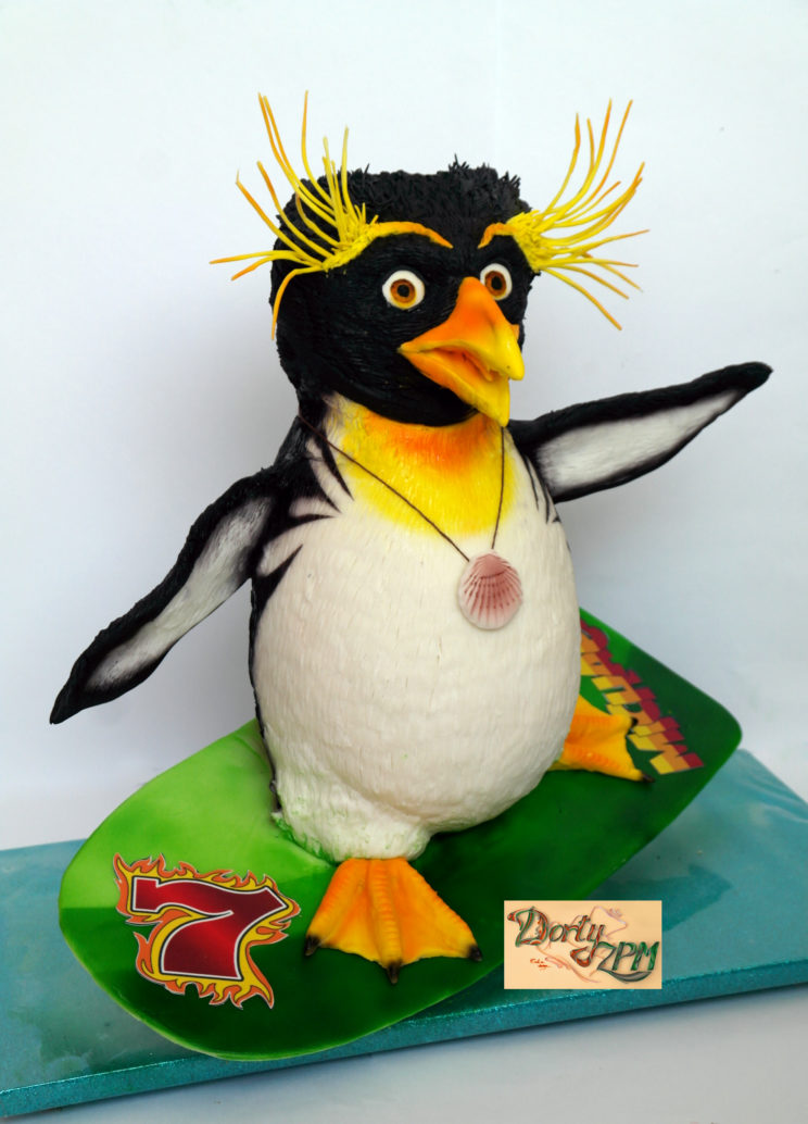 prostorové dorty tučňák na surfu